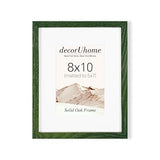 decorUhome Solid Oak Wood 8x10 Picture Frame, Display Pictures 5x7 with Mat or 8x10 without Mat, Wall & Tabletop Display Photo Frame, Green, 1 Pack