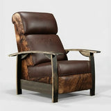Trend Manor Whiskey Barrel Recliner Chair | Handcrafted from Authentic Whiskey Barrels | Leather Hide | Made in USA | Brindle Hide Finish | Comfortable Recliner