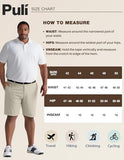 PULI Mens Big and Tall Casual Shorts 10 Inch Inseam Stretch Waterproof Lightweight Quick Dry Outdoor Hiking Shorts Khaki 42