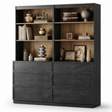 WAMPAT Modern 72" Tall Bookshelf with 6 Drawers and Open Book Shelves