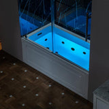 WOODBRIDGE 60" x 30" Alcove Acrylic Rectangular Whirlpool Heated Jetted Tub in White with Left Drain, Matte Black Finish, BS428-L-MB02