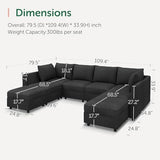 HONBAY Modular Sectional Sofa Couch with Storage, Modern U Shaped Sectional Sofa