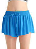 EQSJIU Girls Athletic Flowy Shorts with Pocket 2 in 1 Butterfly Shorts for Teen Girls Ocean Blue Youth Running Sports Spandex Shorts 5-6 Years