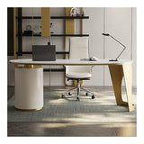zhongxlla Standing Desk, Modern Study PC Desk with Storage, High Gloss Rock Slab Writing Workstation