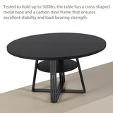 GarveeHome Round Dining Table for 4-6, 47.2 in Farmhouse Kitchen Table with Storage, Circle Dinner Tables for Kitchen