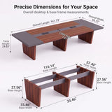Conference Table, 142" L x 56" W x 30" H Large Meeting Table for 10 People