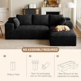 ONEMMLION 96" L-Shaped Cloud Boneless Couch Sofa with Chaise, Black
