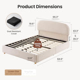 ModernMate Queen Lift Up Storage Bed Frame with Adjustable Headboard, Beige