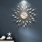 PSYCHE GOD 24" Large Sunburst Wall Clock, Modern Metal Decorative Clock, Silent Non‑Ticking Battery Powered, Mid‑Century Starburst Art Decor for Living Room Bedroom Office Home
