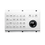 BGVGFBNJ 24-Key Stainless Steel Wired USB Industrial Metal Keyboard with Integrated Trackball for Harsh Environments and Industrial Use