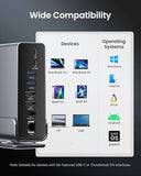 VENTION 15-in-1 Laptop Docking Station Dual Monitor, 360° Roatable Triple Monitor Docking Station with 2 * 4K HDMI and 1*DP, PD 100W Charging for Laptop