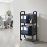 Rolling Library Book Cart, 150 lbs Capacity, 17.7 x 13.0 x 34.6-Inch Library Cart