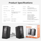 Computer Speakers with Bluetooth 5.4, 14W Bass Reflex Stereo PC Speakers with 15° Tilted Design