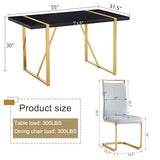 CTPNMCIN Modern Dining Table Set for 6, 55'' Dining Room Table Set with 6 Faux Leather Chairs