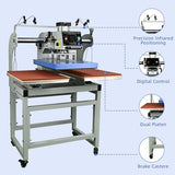 16x24 Pneumatic Heat Press Machine: Dual Platen Heat Transfer Press with Infrared Laser Positioning