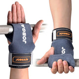 JOBGAIN Weight Lifting Wrist Strap, Double Layer Leather Wrist Strap for Men & Women, 1 Pair, Grey