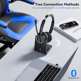 Wireless Headset with Mic for Work, Bluetooth Headset with Microphone (Noise Cancelling & Mute Button