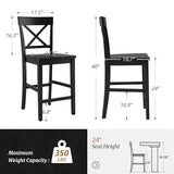 Cozyman Bar Stools Set of 6, 24" Wooden Barstools with X Back, Black