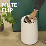 BRIEFHUMAN Household Swing White Bathroom Trash Can，Brushed Stainless Steel