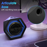 Computer Gaming Speakers, 50W Active Desktop Speakers with Infinity Mirror 3D Tunnel RGB (8 Modes