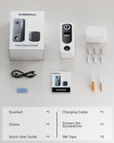 Doorbell Camera Wireless No Subscription - 2K Video Doorbell Wireless with Chime, 2 Way Audio, 30s Voice Message