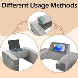 Lap Desk Pillow for Laptop, Large Reading Pillow for Adult, Ergonomic Arm Rest Pillow with Cup Holder