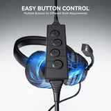 Headphones with Mic for Pc with Noise Canceling Microphone for Laptop, USB Headphones for Work from Home/Call