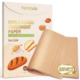 Yarmchahk 100pcs Unbleached Parchment Paper Sheets, 9x13In Precut Cooking Paper Liners for Baking Sheets, Air Fryer, Microwave, Grilling, Oven, Non-Stick,Non-Toxic, Oil Proof, Food Grade