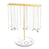 AOFLLU Jewelry Organizer Stand, Metal Necklace Holder Display With 42 Hooks, Gold Jewelry Holder for Necklaces, Bracelets, Rings, Bedroom College Dorm Decor for Women and Girls