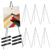 Black Folding Easels for Display, 6 Pack 63 Inch Metal Stand Instant Tripod Collapsible Portable Floor Easels Adjustable