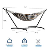 Garvee Double Hammock with Foldable Steel Stand and Carry Bag – Indoor/Outdoor Standing Hammock, 450 LBS Capacity, for Garden, Camping, Beach (Coffee)
