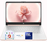 HP 14″Rose Gold Lightweight Laptop, with Office 365 & Copilot AI, Intel Processor, 4GB RAM Memory