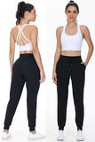 Athletic Joggers for Women with pockets Workout Running Track Pants Work Golf Gym Active Sport Sweatpants Comfy Cropped Lightweight Lounge Casual Travel Jogger Outfits Trendy Clothes 27" Black S