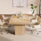 63”Executive Desk with Cabinet Storage, Farmhouse Home Office Desk, Wooden Computer Desk, Oak