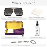 Gucci GG0900S Geometric Shape Sunglasses wih eSHADES Luxury Eyewear Kit Bundle