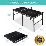 Best Choice Products 6x3ft Portable Ping Pong Table, Mid-Size Folding Indoor Outdoor Table Tennis w/ 2 Paddles, 4 Balls Included, Carrying Bag - Black