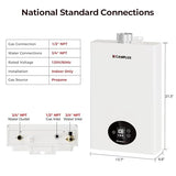 CAMPLUX Climatech 3 Tankless Water Heater Propane 3.6 GPM, 82,000 BTU High Efficiency Instant On-Demand Hot Water, 2-3 Points Gas Tankless Water Heater Indoor, White, CX360