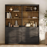 WAMPAT Modern 72" Tall Bookshelf with 6 Drawers and Open Book Shelves