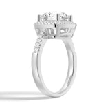MSBLUE® 2ct Round Cut Moissanite Engagement Ring, with Halo Pavé Band,SIZE7.5