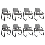 CLATINA Waiting Room Guest Chair with Bonded Leather Padded Arm Rest for Office Reception and Conference Desk Black with Sled Base Grey 8 Pack
