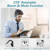 Bluetooth Headset with Boom Microphone, Open Ear Headphones w/Noise Canceling Mic