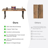 SXXjiaju Solid Wood Desk 55 inches, Home Office Computer Desk Wooden Rustic Writing Desk Metal
