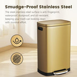 Kitchen Trash Can with Lid Soft Close, 13 Gallon / 50L Stainless Steel Pedal Garbage Can