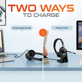 Delton 35X Bluetooth Computer Headset with Noise Cancelling Mic, Fast Charging Dock, Auto Pair USB Dongle for PC, Laptop, MacBook, Compatible with MS Teams, Google Meet, Zoom, Slack, and More - Black