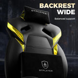 GTPLAYER Big and Tall Gaming Chair for Adults, Ergonomic Office Chair with Footrest, Heavy Duty 350 lbs Capacity, High Back, Premium Leather & Iridescent Trim, ACE-Armor, Yellow (Iridescent)