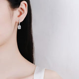 Women's 14K Gold Emerald Cut Diamond Drop Earrings
