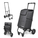 3 in 1 Shopping Cart with Wheels, 60L/250LBS Multi Use Grocery Cart with 7" Big Wheels & Removable Waterproof Bag