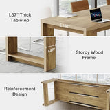 7 ft Conference Table for 6 to 8 People, Modern Rectangle Meeting Room Desk for Boardroom, Home Office, Oak