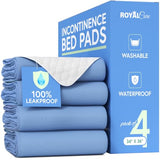 Incontinence Bed Pads - Reusable Waterproof Underpad Chair, Sofa and Mattress Protectors - Highly Absorbent, Machine Washable - for Children, Pets and Seniors (34x36 (Pack of 4), Blue)