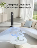 DREO Tower Fan for Bedroom, 28 ft/s, 20dB Quiet Oscillating Bladeless Fan with Remote, 9 Speeds, 4 Modes, 12H Timer, LED Display, Standing Floor Fan Powerful for Indoor Home Office Room, 42 Inch